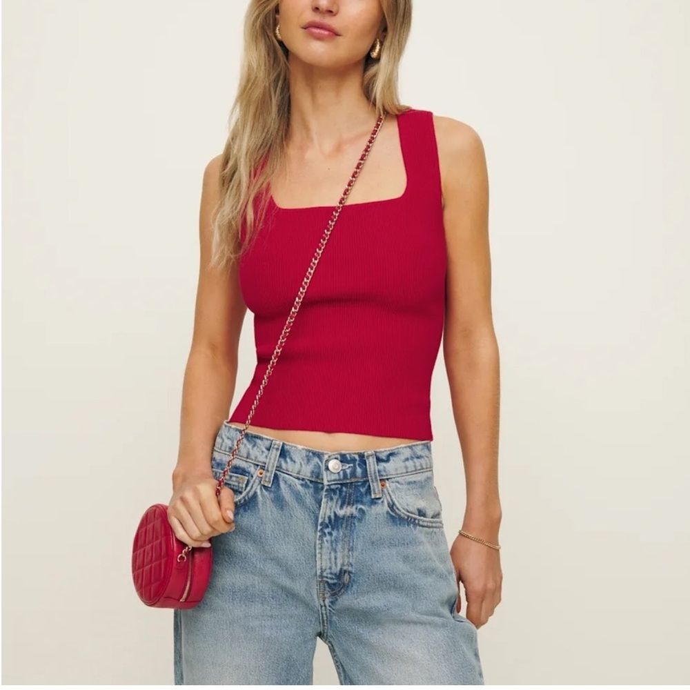 Reformation Julia Ribbed Sweater Tank - Lipstick